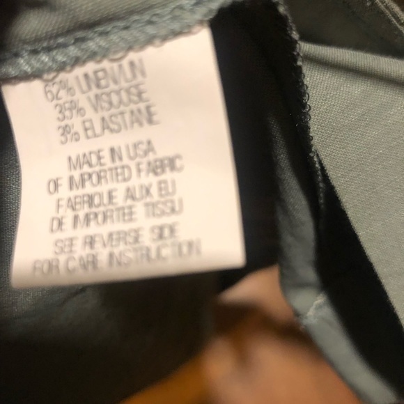 Theory light moss green size 6 linen blend short sleeve dress - Picture 6 of 9